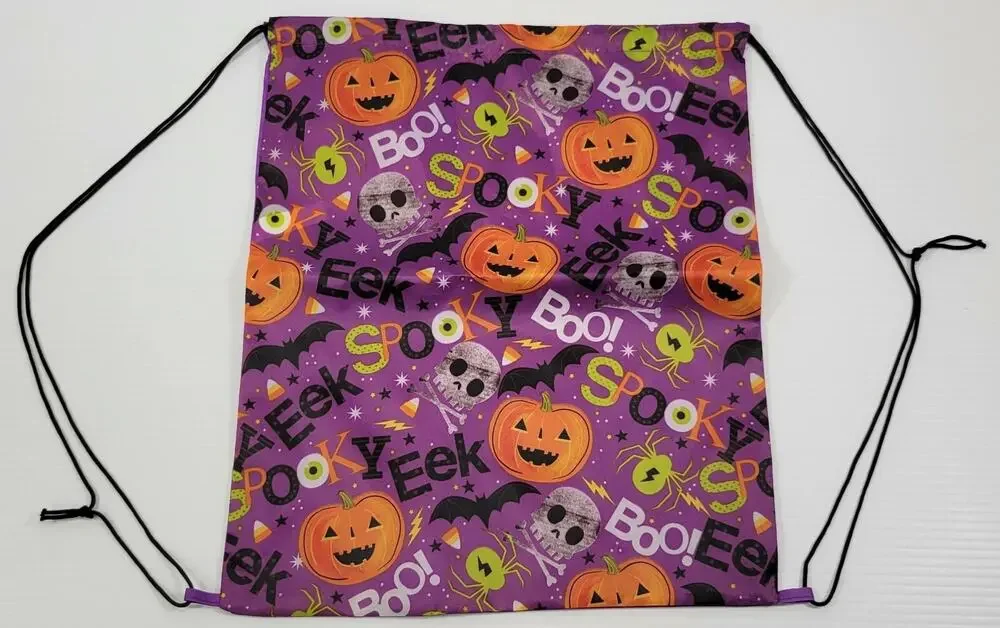 D) Halloween Drawstring Polypropylene Bag Sack Backpack Pumpkin Skull